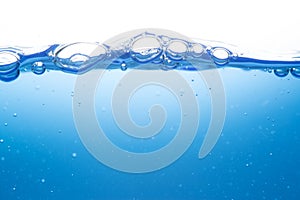 Bubbles on top of motion, water surface, blue sky, clean, fresh