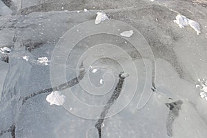 Bubbles under ice, formation of ice on the river