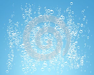 Bubbles under water on blue background vector