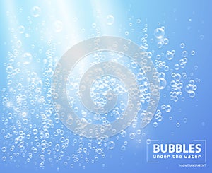 Bubbles under water vector illustration on blue background