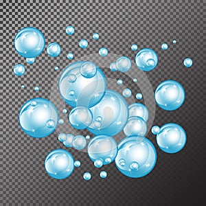Bubbles underwater texture isolated on transparent background. Fizzy sparkles in water, sea, ocean. Undersea illustration