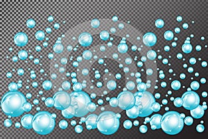 Bubbles underwater texture isolated on transparent background. Fizzy sparkles in water, sea, ocean. Undersea illustration