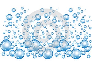 Bubbles underwater texture isolated on white background. Fizzy sparkles in water, sea, ocean. Undersea illustration