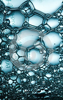 Bubbles in water arranged in a pattern photo