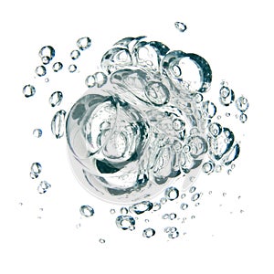 Bubbles of water over white background