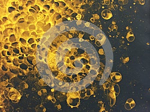 Bubbles watercolor black gold froth