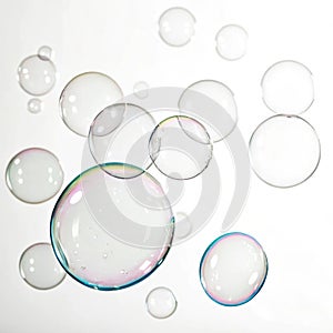 Bubbles on a white background isolated on white background