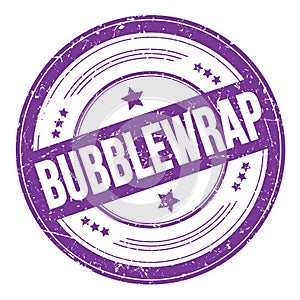 BUBBLEWRAP text on violet indigo round grungy stamp