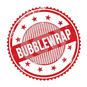 BUBBLEWRAP text written on red grungy round stamp