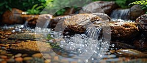 Bubbling brook over smooth stones