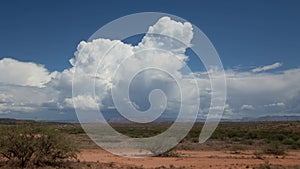 Bubbling Cumulus Clouds in High Desert Landscape Wide Timelapse