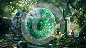 A bubbling green elixir infused with the magic of a full moon radiating lunar energies and bringing clarity to the mind