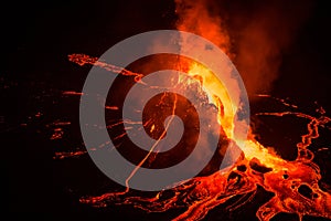 Bubbling lava in the mouth of Nyiragongo volcano, Congo