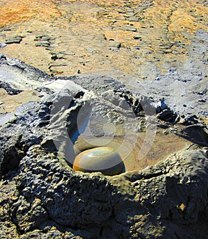 Bubbling mud volcano