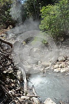 Volcanic upwelling in pool with steam photo