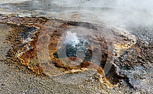 Bubbling water in geyser pool