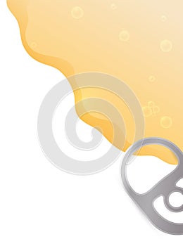 Bubbly soda stain and metallic pull tab, Vector illustration