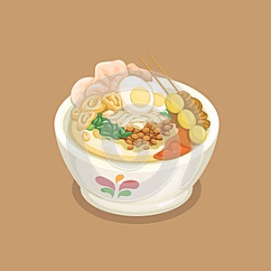 Bubur ayam aka chicken porridge from Indonesian street food cartoon illustration vector