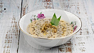 `Bubur kacang hijau` or mung beans porridge is a Malaysian traditional dish usually eat as starter or desert. Made from mung beans photo