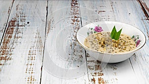 `Bubur kacang hijau` or mung beans porridge is a Malaysian traditional dish usually eat as starter or desert. Made from mung beans