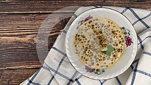 `Bubur kacang hijau` or mung beans porridge is a Malaysian traditional dish usually eat as starter or desert. Made from mung beans