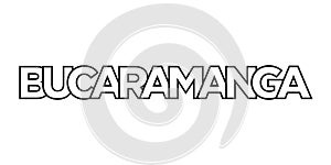 Bucaramanga in the Colombia emblem. The design features a geometric style, vector illustration with bold typography in a modern photo