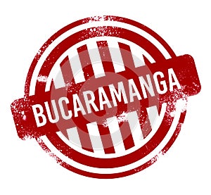 Bucaramanga - Red grunge button, stamp photo