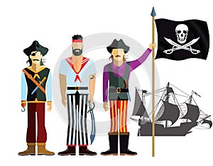 Buccaneers with pirate flag and ship photo