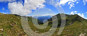 Bucegi mountains plateau with peak Costila