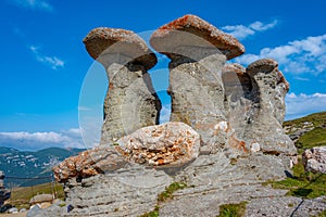 Bucegi sphinx in Bucegi mountains in Romania