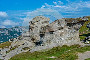 Bucegi sphinx in Bucegi mountains in Romania