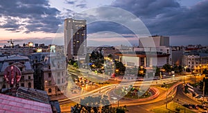 Bucharest Aerial View Sunset