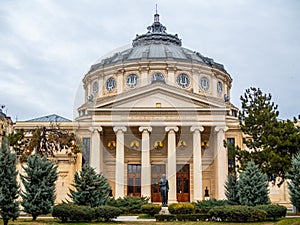 Bucharest Athenaeum building in Romania. Atheneul Roman Bucuresti