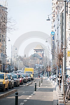 Bucharest car traffic and bicycle lanes