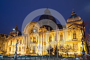 Bucharest, CEC Palace night scene