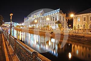 Bucharest center by night, the Palace of Justice