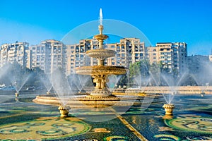 Bucharest central city fountain