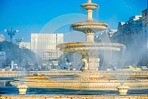 Bucharest central city fountain