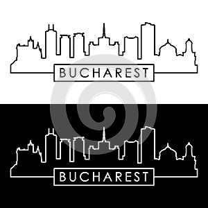 Bucharest city skyline. Linear style.
