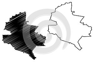 Bucharest County Administrative divisions of Romania, Bucuresti - Ilfov development region map vector illustration, scribble photo