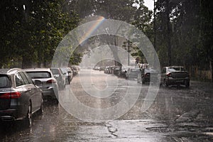 Bucharest after heavy rain and thunderstorm ,Bucharest city after heavy rain during the summer time.