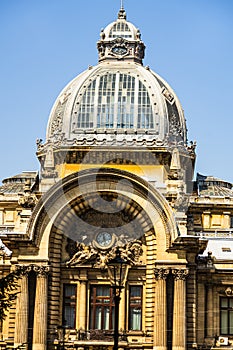 Bucharest historical building. CEC Palace, landmark of Old Town Bucharest