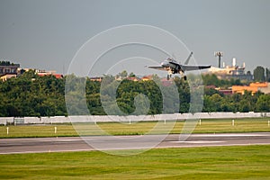 Bucharest international air show BIAS, F16 on the runway landing