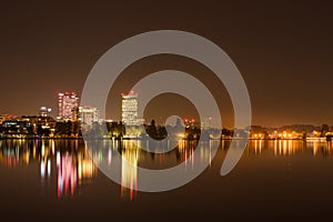 Bucharest night view from Herastrau park