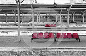 Bucharest North Railway Station & x28;landscape, panoramic, selective color isolation view& x29;