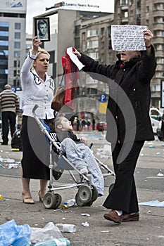 Bucharest Protestants in front of the Governement