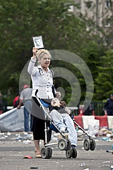 Bucharest Protestants in front of the Governement