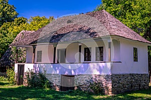 BUCHAREST, ROMANIA - Dimitrie Gusti National Village Museum, traditional house from Arges area