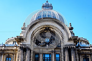 Bucharest, Romania - 27 March 2021: CEC Palace Palatul CEC, The Palace of the Savings Bank in the historical center on Victory