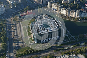 Bucharest, Romania, October 9, 2016: Aerial view of National Library of Romania